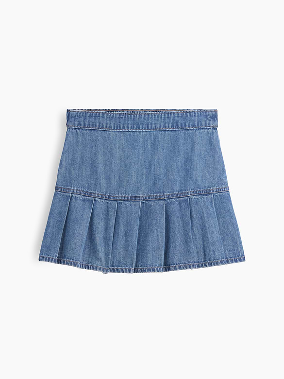Kids Pull-On Pleated Denim Skirt