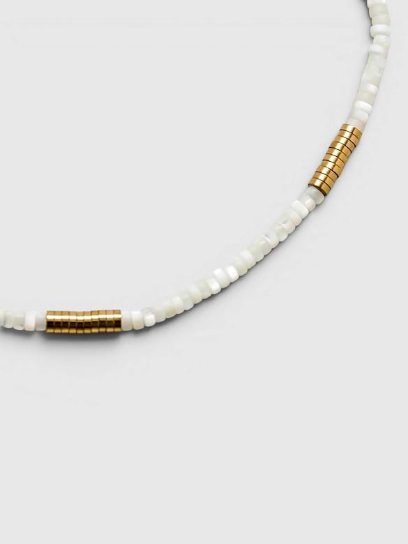 Admiral Row Beaded Mother of Pearl and Gold Necklace