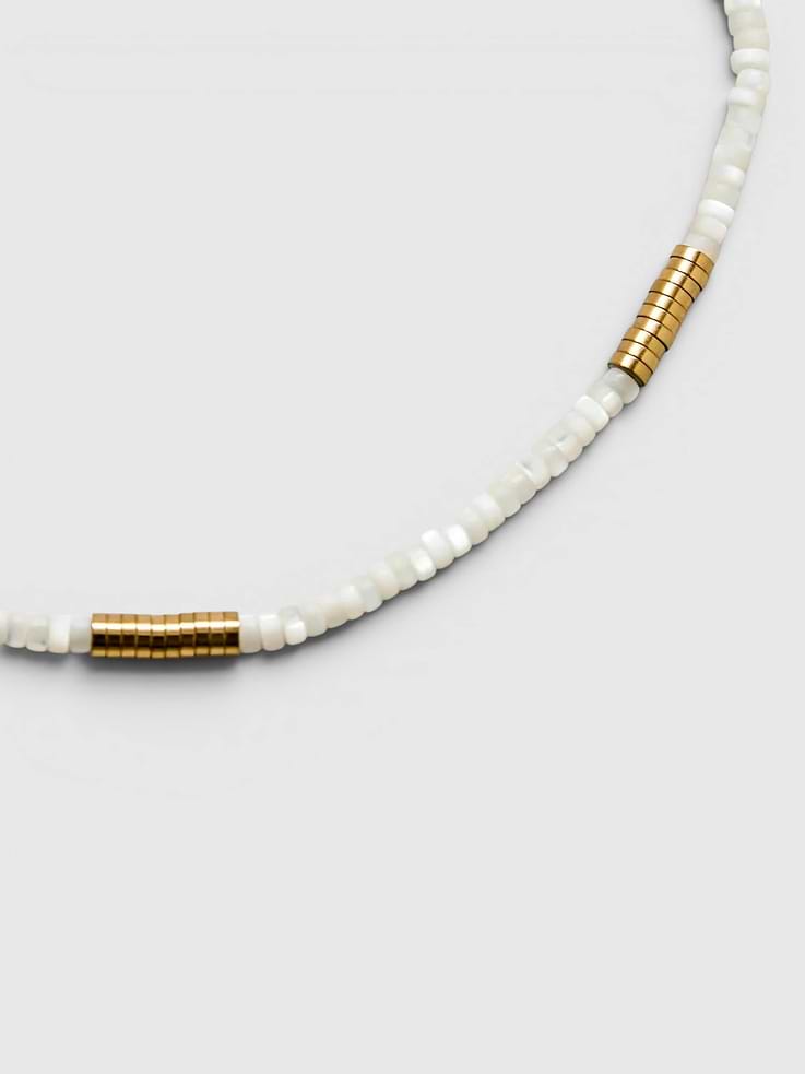 Image number 2 showing, Admiral Row Beaded Mother of Pearl and Gold Necklace