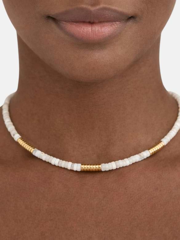 Admiral Row Beaded Mother of Pearl and Gold Necklace