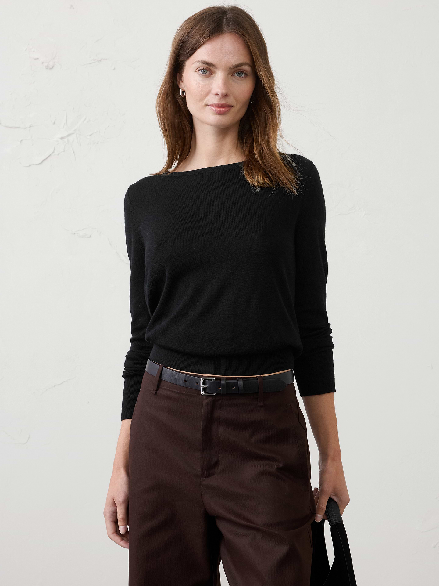 Image number 1 showing, Merino Wool Boat-Neck Sweater