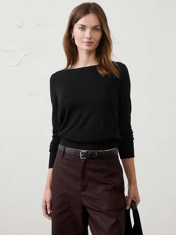 Merino Wool Boat-Neck Sweater