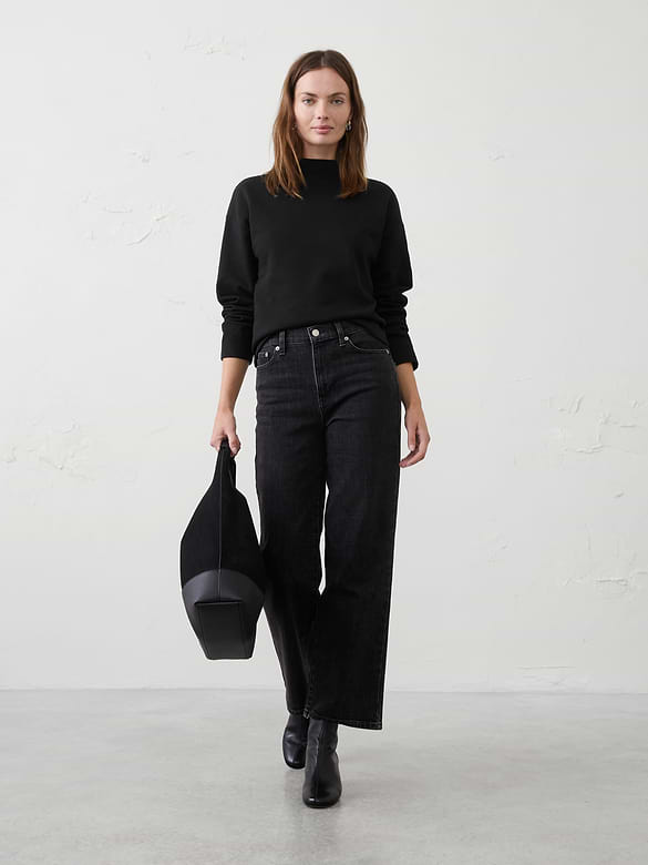 Fleece Mock-Neck Sweatshirt