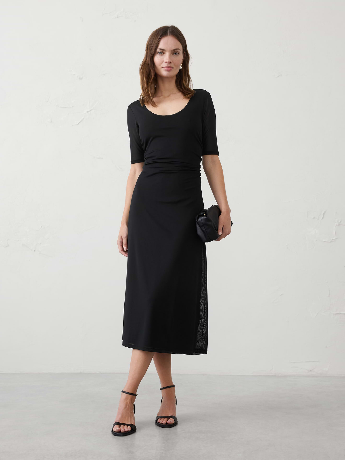 Image number 1 showing, Mesh Scoop-Neck Midi Dress