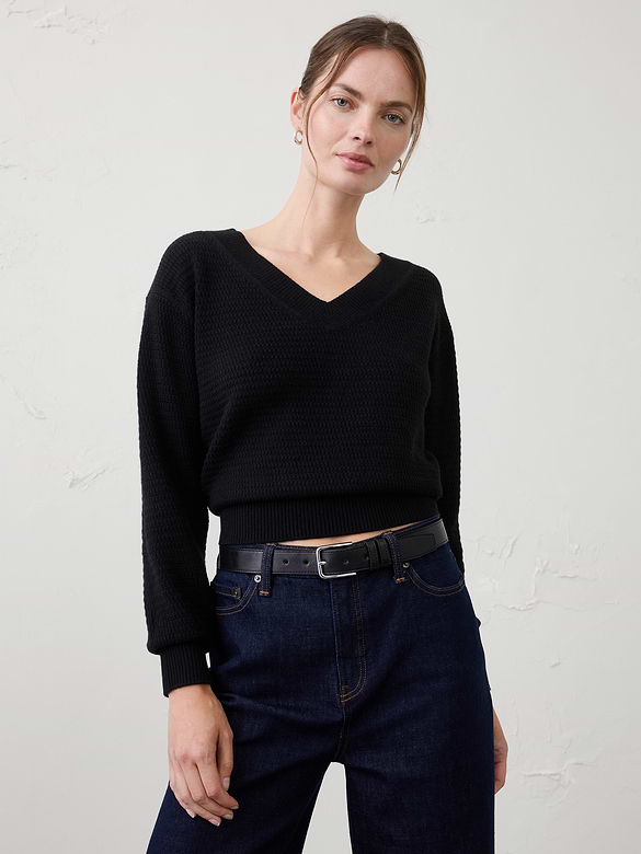 Texture V-Neck Sweater