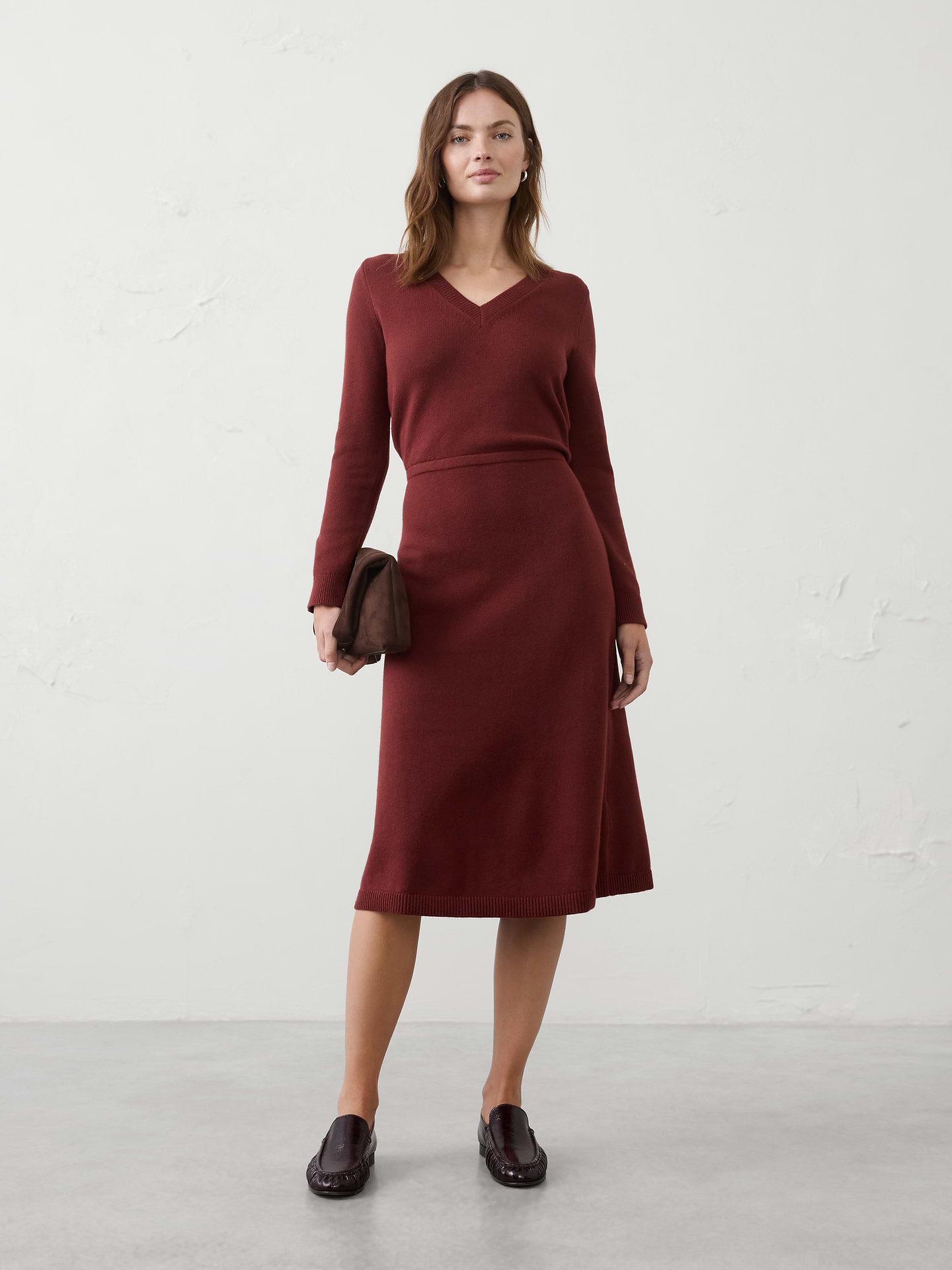 Image number 1 showing, Vee-Neck Sweater Midi Dress