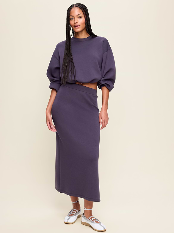 High-Waisted Bounce Fleece Maxi Skirt