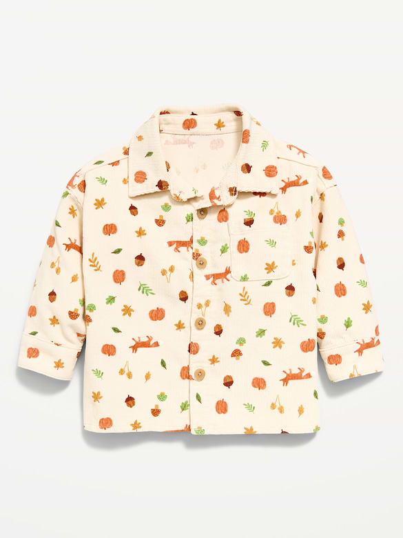 Printed Long-Sleeve Corduroy Shirt for Baby
