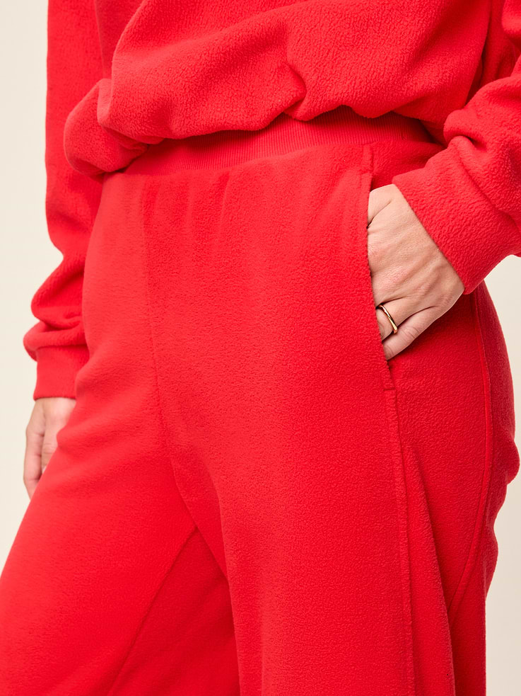 Image number 4 showing, Extra High-Waisted Microfleece Wide-Leg Sweatpants