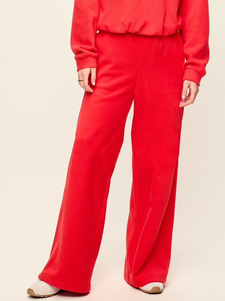 Image number 1 showing, Extra High-Waisted Microfleece Wide-Leg Sweatpants
