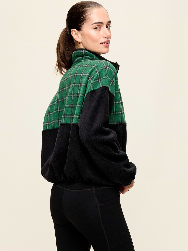 Image number 2 showing, Oversized Half-Zip Cropped Fleece Sweatshirt