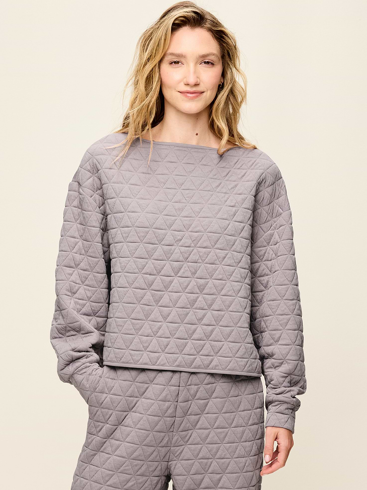 Image number 1 showing, Quilted Bounce Boatneck Sweatshirt
