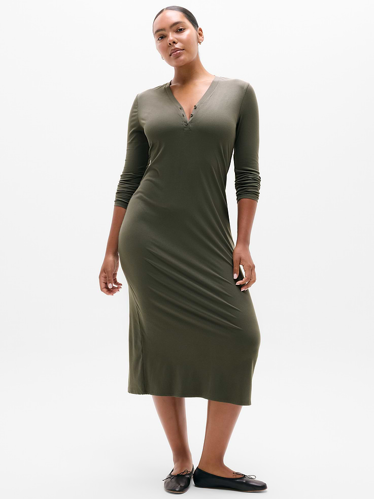 Image number 4 showing, Signature Rib Long Sleeve Maxi Dress