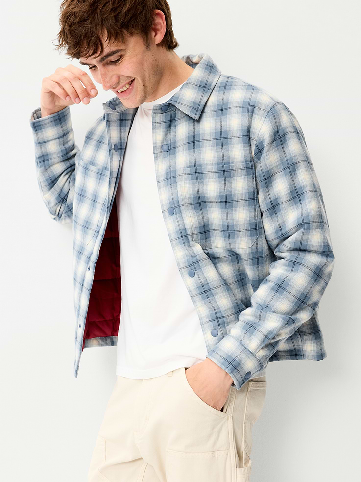 Image number 4 showing, Cropped Insulated Flannel Shacket