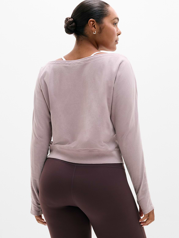 Airy Cotton Terry Snow Wash Boat Neck Sweatshirt