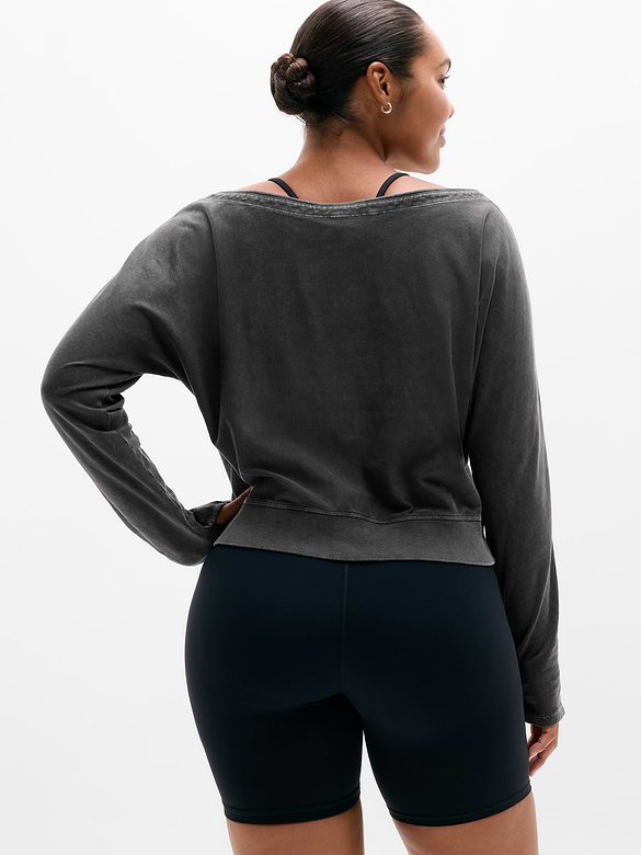Airy Cotton Terry Snow Wash Boat Neck Sweatshirt