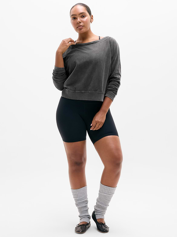 Airy Cotton Terry Snow Wash Boat Neck Sweatshirt