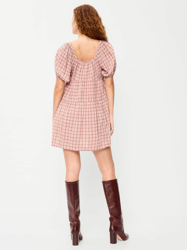 Image number 2 showing, Puff-Sleeve Smocked Mini Swing Dress