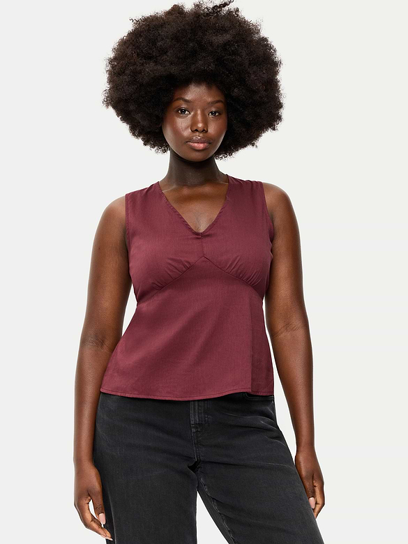 Sleeveless V-Neck Tie-Back Top