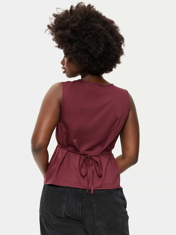 Sleeveless V-Neck Tie-Back Top