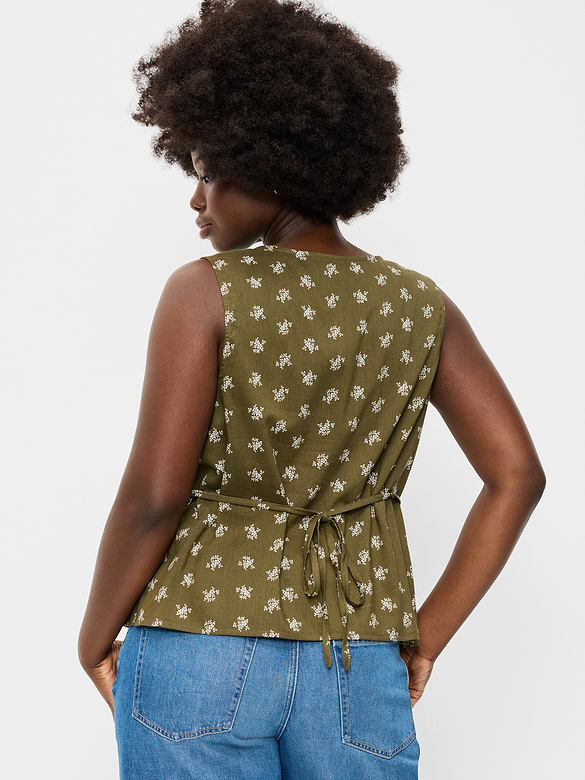Sleeveless V-Neck Tie-Back Top