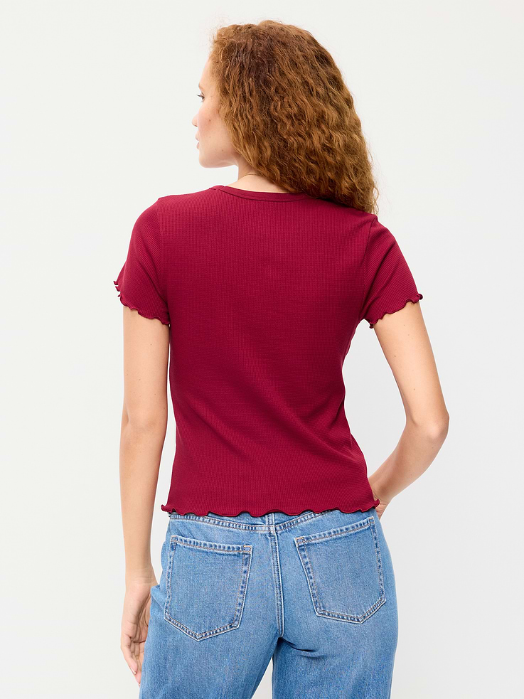 Image number 2 showing, Fitted Waffle-Knit Cropped T-Shirt