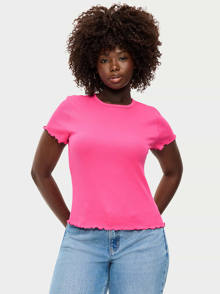 Image number 6 showing, Fitted Waffle-Knit Cropped T-Shirt