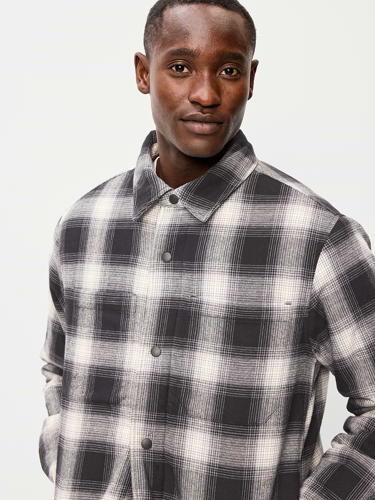 Image number 4 showing, Cropped Insulated Flannel Shacket