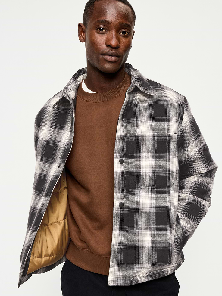Image number 5 showing, Cropped Insulated Flannel Shacket