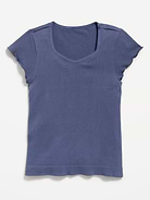 Image number 2 showing, Fitted Seamless Ribbed  Performance Top for Girls