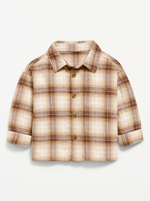Long-Sleeve Plaid Flannel Shirt for Baby