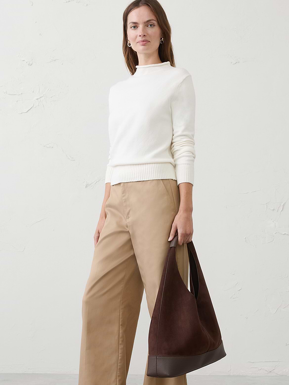 Vegan Suede Mixed Media Medium Slouchy Tote