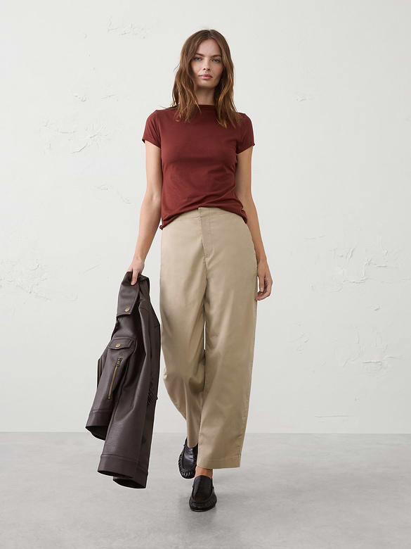 Jersey Mock-Neck T-Shirt