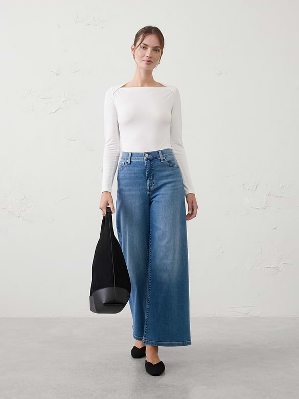 Jersey Straight-Neck T-Shirt