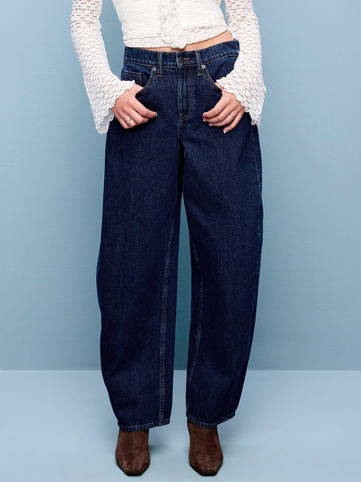 Image number 2 showing, High-Waisted Rounded Wide-Leg Barrel Jeans
