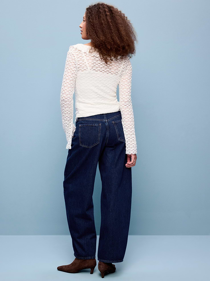 Image number 3 showing, High-Waisted Rounded Wide-Leg Barrel Jeans
