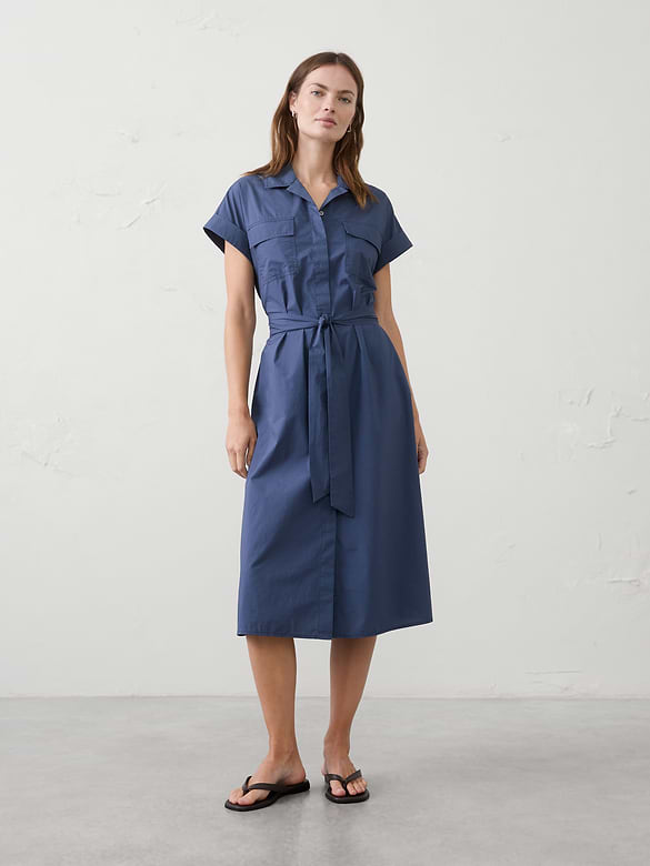 Poplin Utility Midi Shirtdress