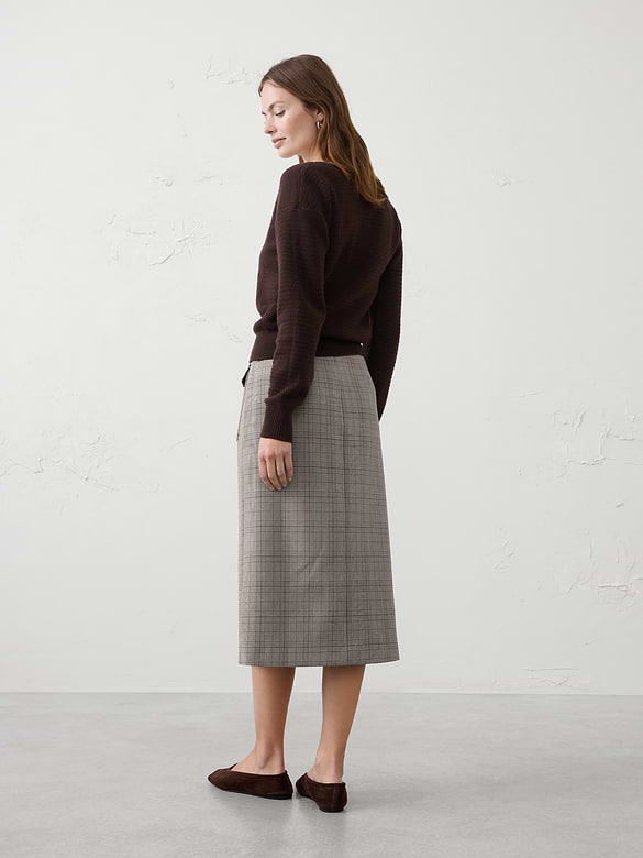 Button-Front Midi Skirt