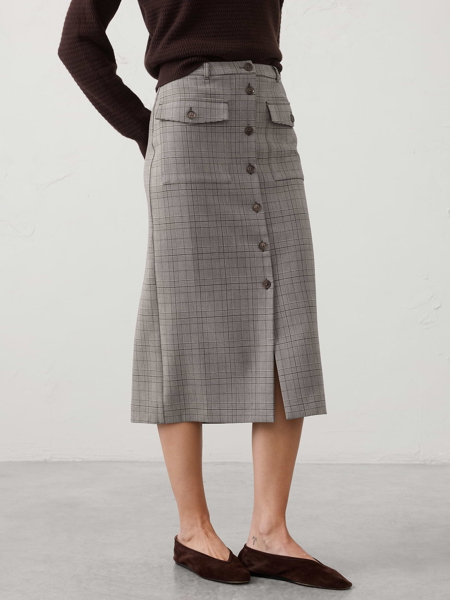 Image number 3 showing, Button-Front Midi Skirt