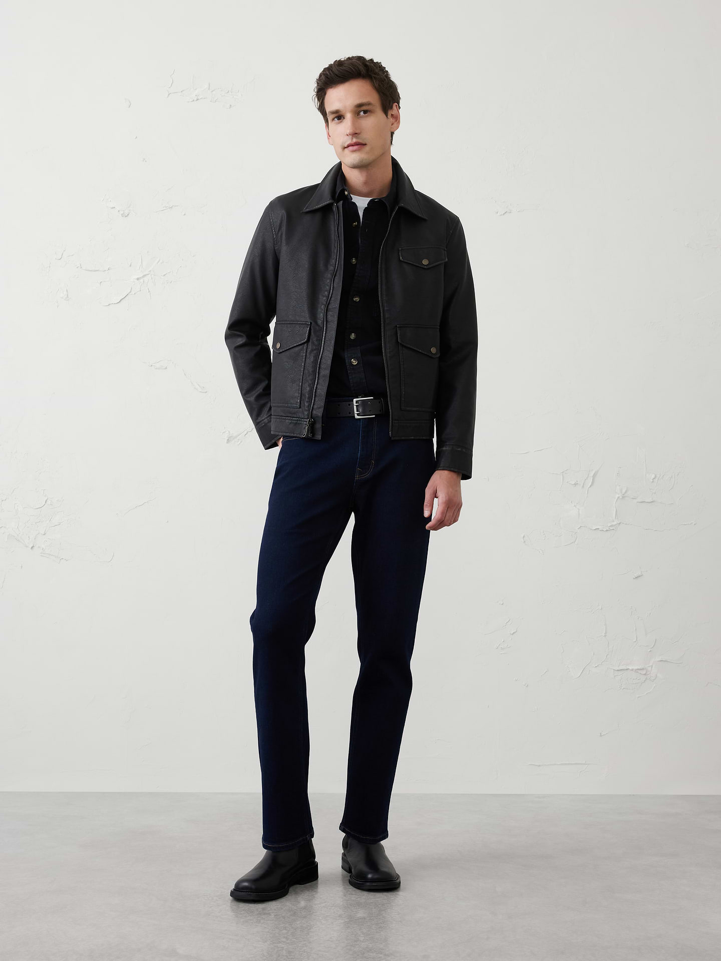 Image number 1 showing, Vegan Leather Zip Jacket