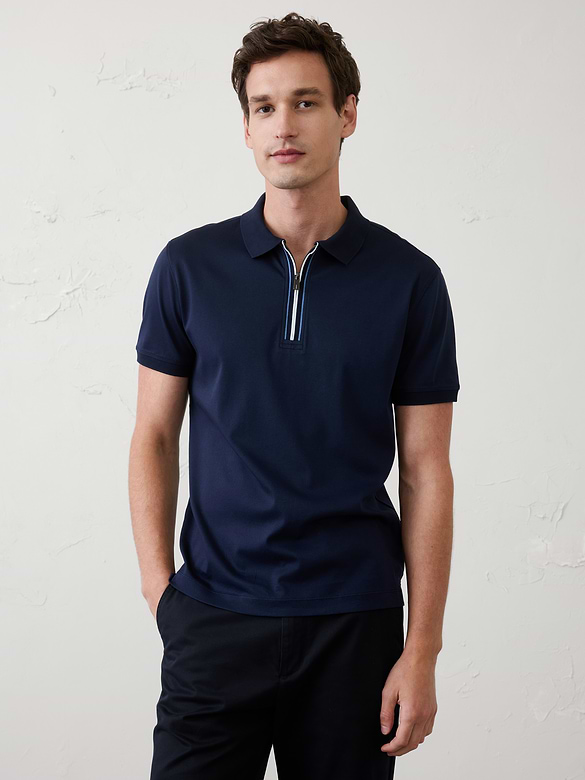 Standard-Fit Luxe Touch Zip Polo