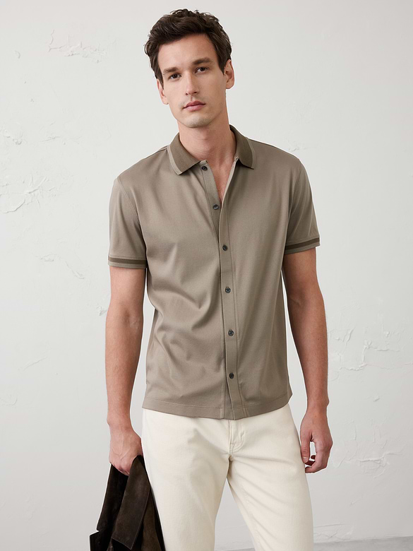 Slim-Fit Luxe Touch Button-Down Polo