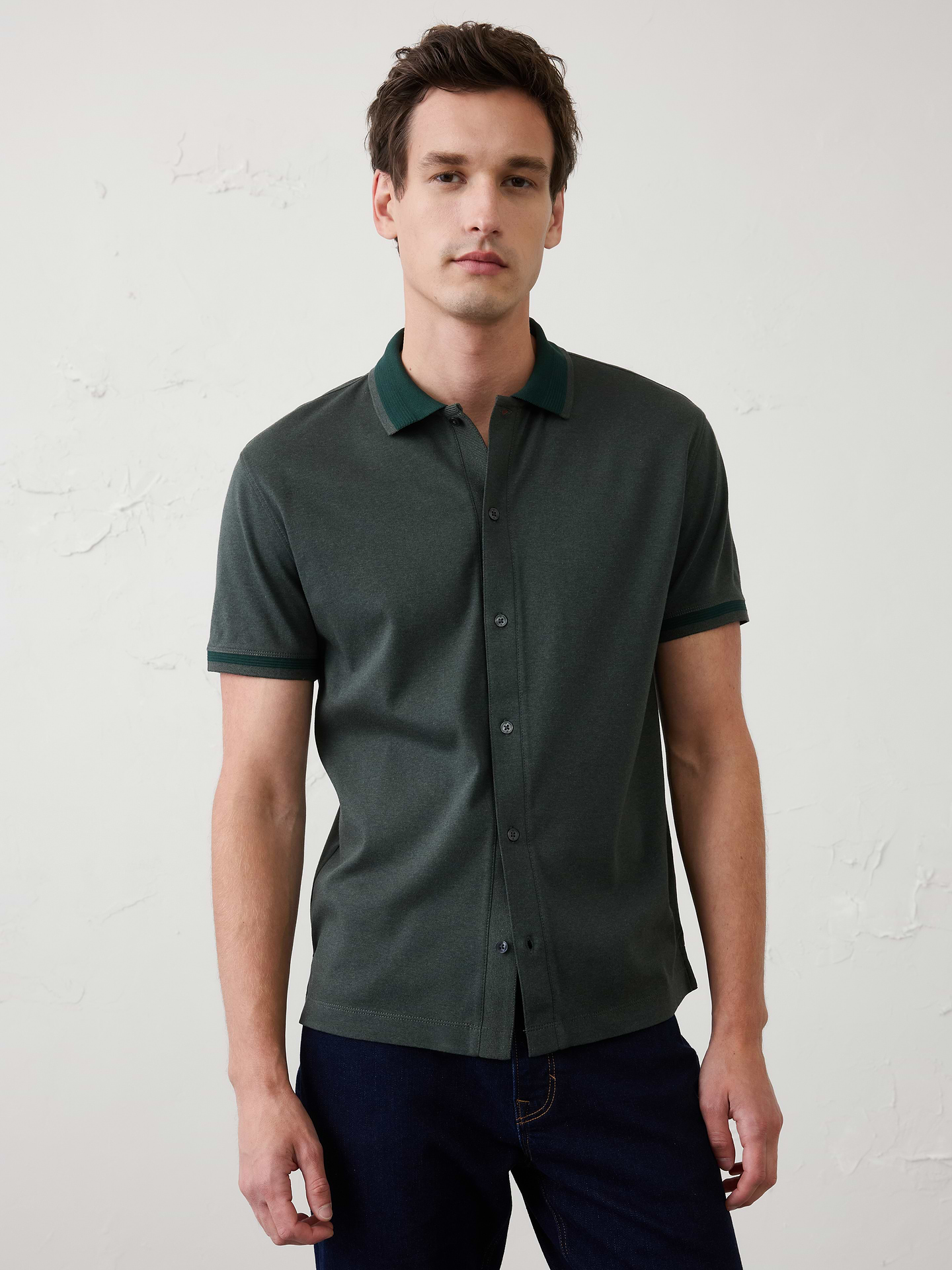 Image number 1 showing, Slim-Fit Luxe Touch Button-Down Polo