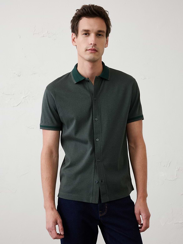 Slim-Fit Luxe Touch Button-Down Polo