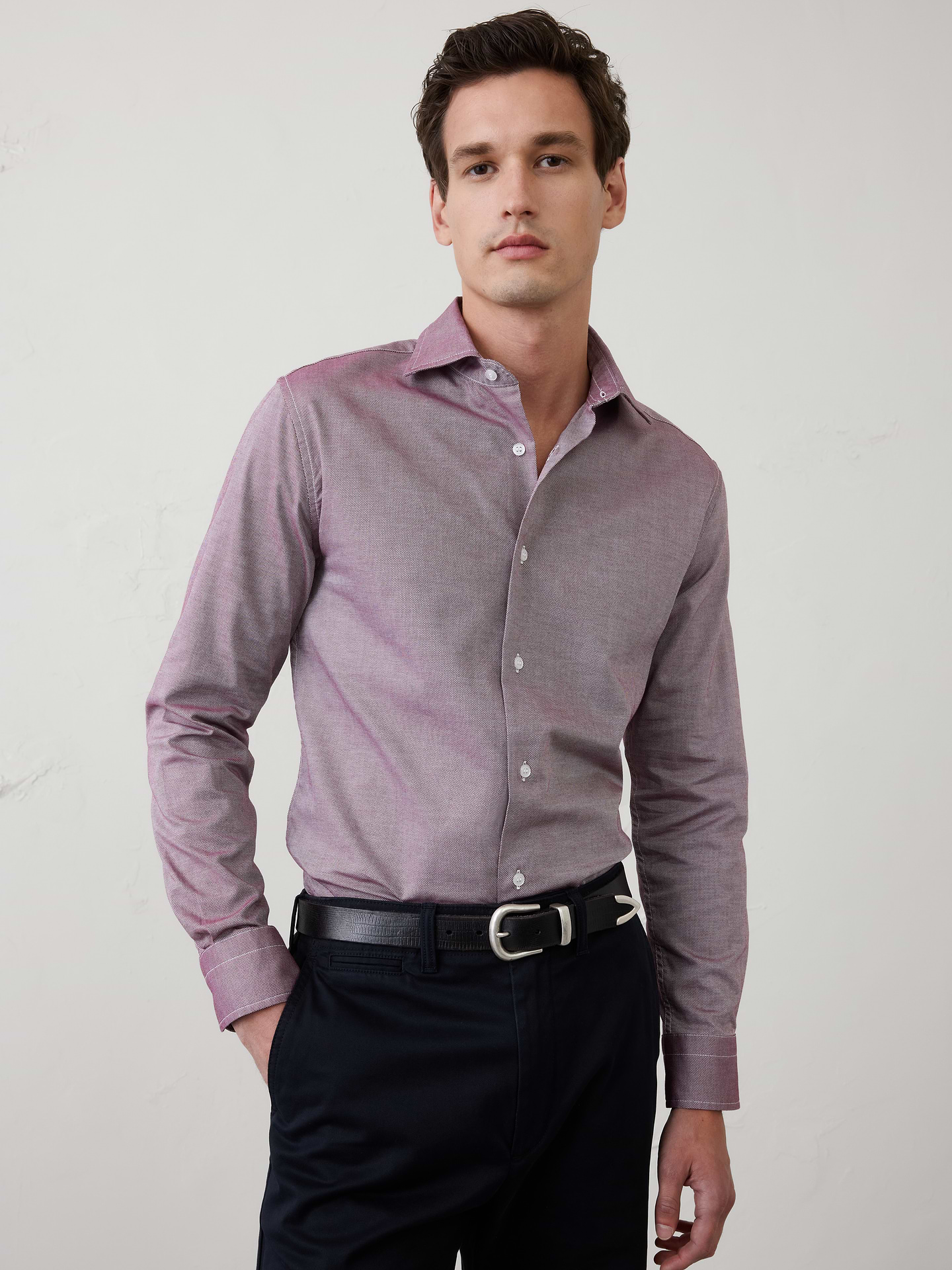 Image number 1 showing, Slim-Fit Dobby Dress Shirt