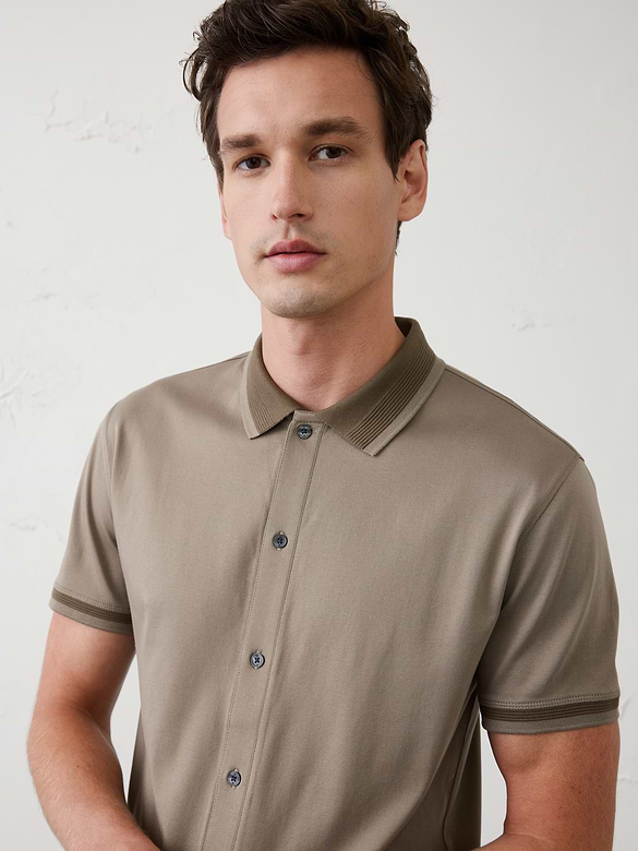 Slim-Fit Luxe Touch Button-Down Polo