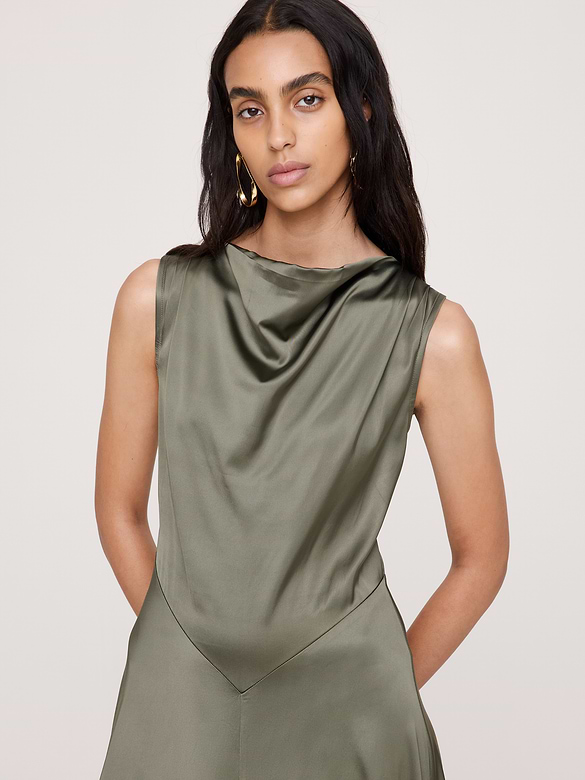 Stretch-Satin Cowl-Neck Maxi Dress