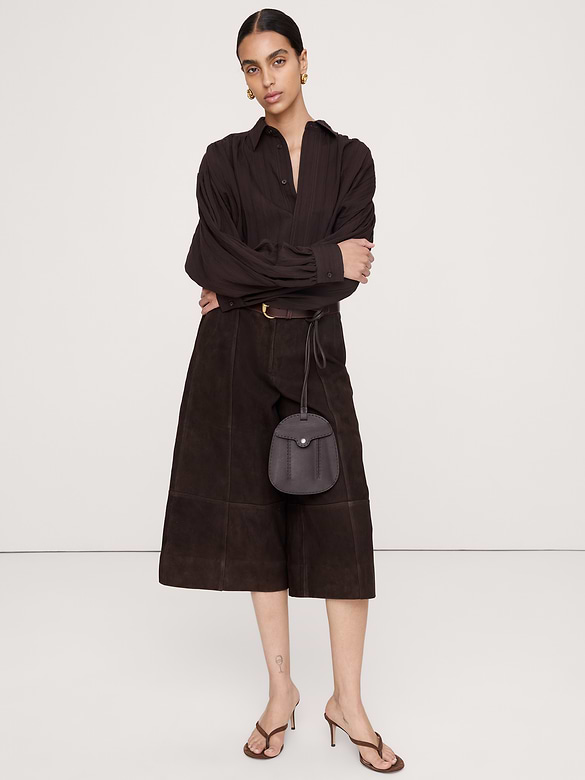 High-Rise Suede Culotte