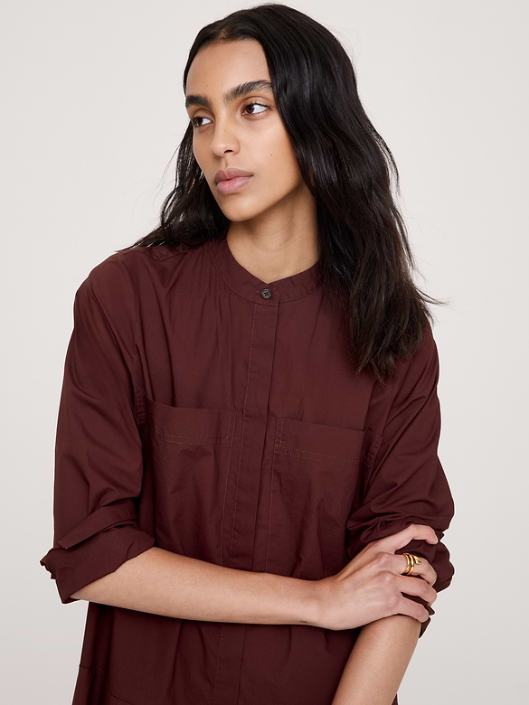 Robe-chemisier trapèze en coton