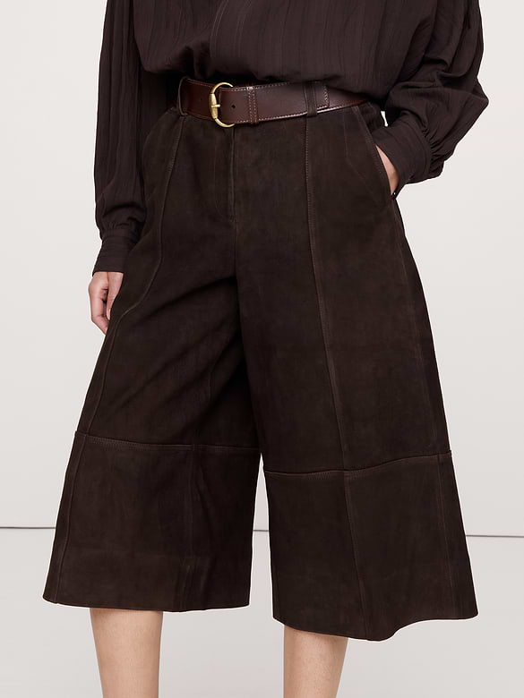 High-Rise Suede Culotte